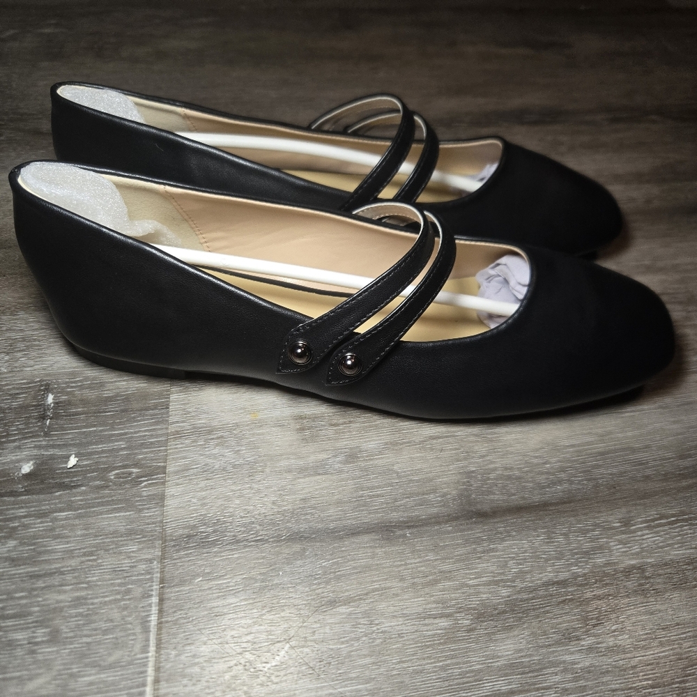C. Paravano Black Mary Jane Comfort Ballet Flats Square Soft Leather Size 9 New - Picture 4 of 11